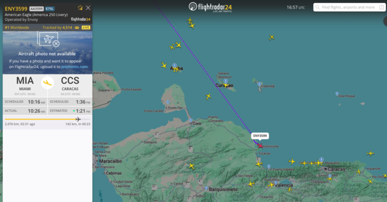 American Airlines resumes flights between Venezuela and the US today
