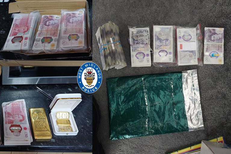 Three arrested in Birmingham after police seize cash, drugs and gold