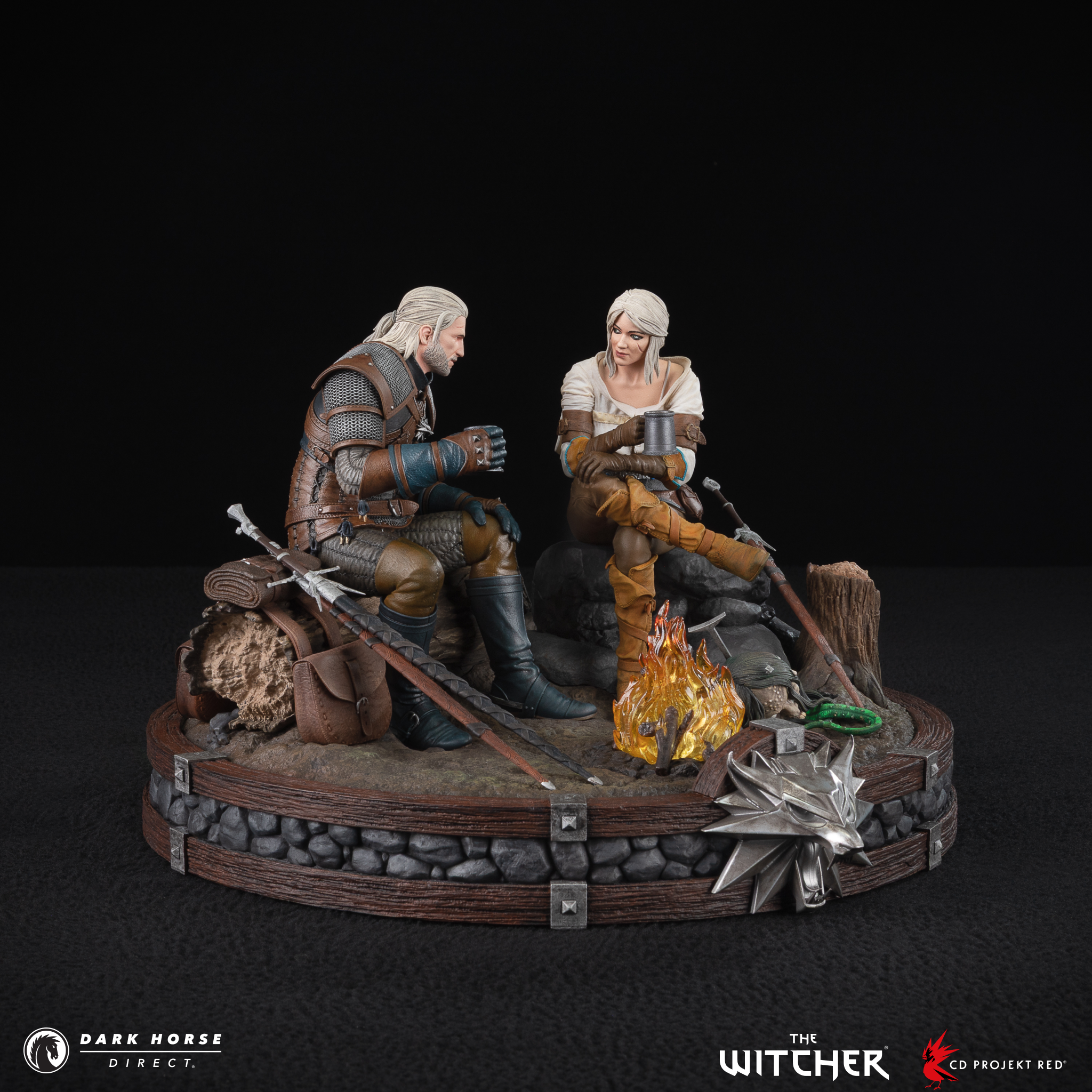 The Witcher: Geralt and Ciri fireside premium statue image gallery
