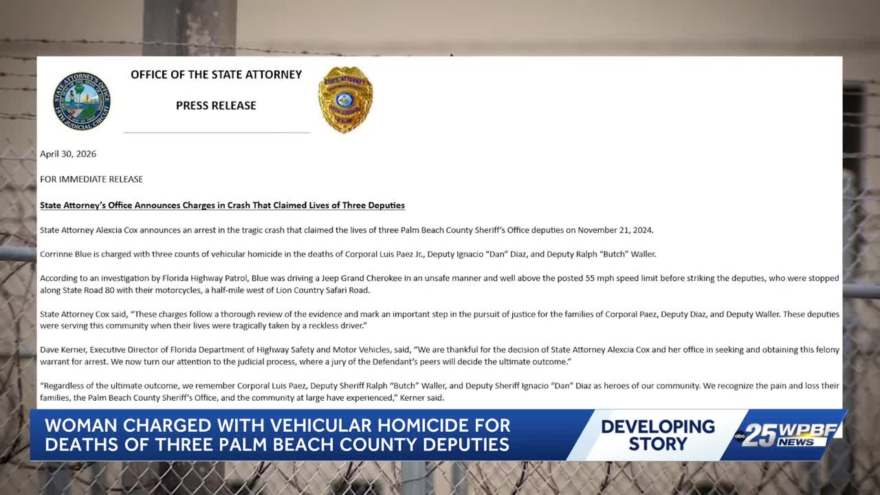 Woman charged with vehicular homicide in deaths of three Palm Beach ...