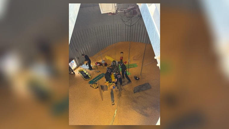 Firefighters rescue man trapped in northern Ohio grain bin