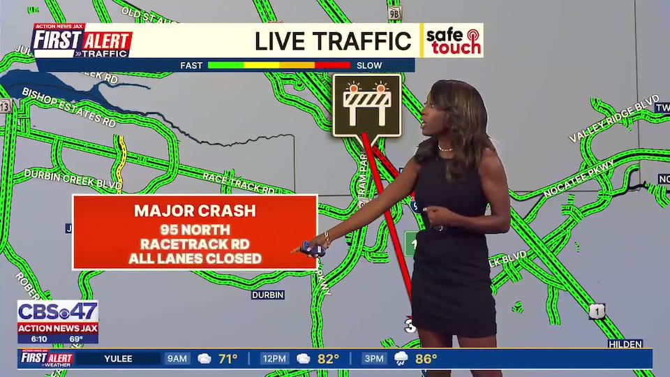 I-95 lanes closed in St. Johns County due to crash | First Alert Traffic