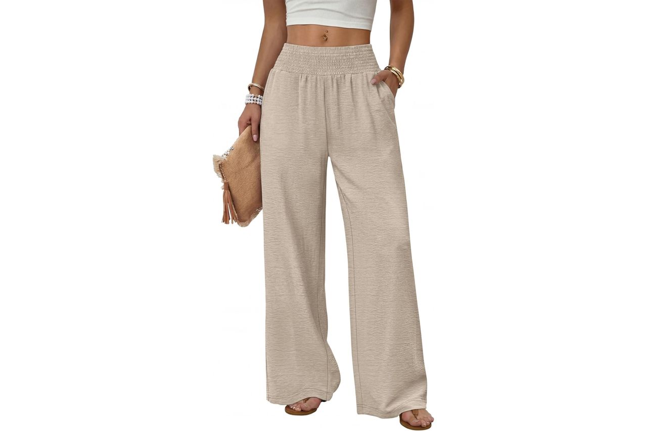 Sampeel Wide Leg Pants Woman High Waist Trousers with Pockets Casual Lounge