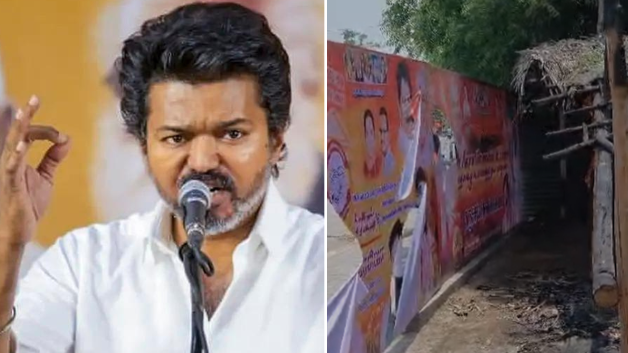 TVK party office torched by miscreants near Srirangam ahead of Tamil ...