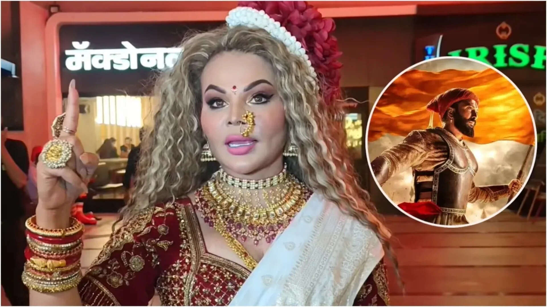 'Raja Shivaji': Rakhi Sawant dons white saree as she arrives for the ...