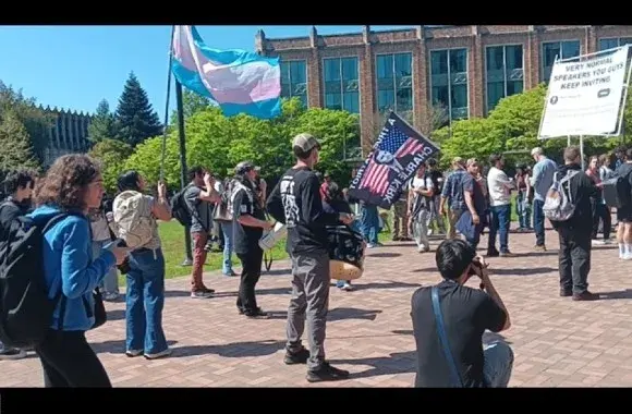 Protesters try to drown out Turning Point event at U Washington; 1 arrested