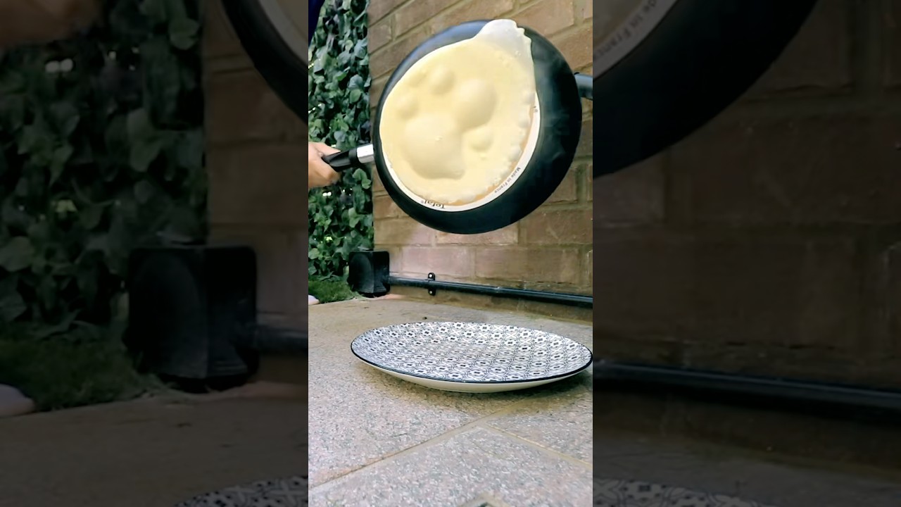 See the upside down frying pan pancake experiment go wrong