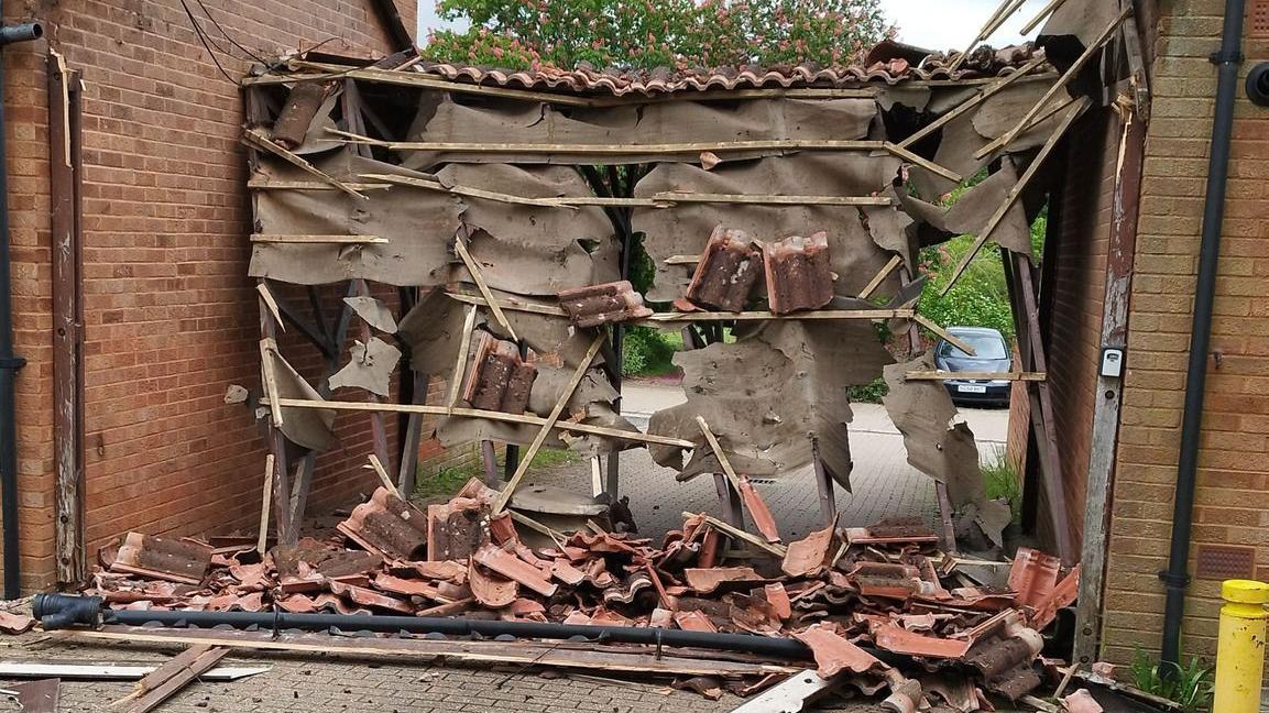 Car park entrance destroyed in delivery van crash