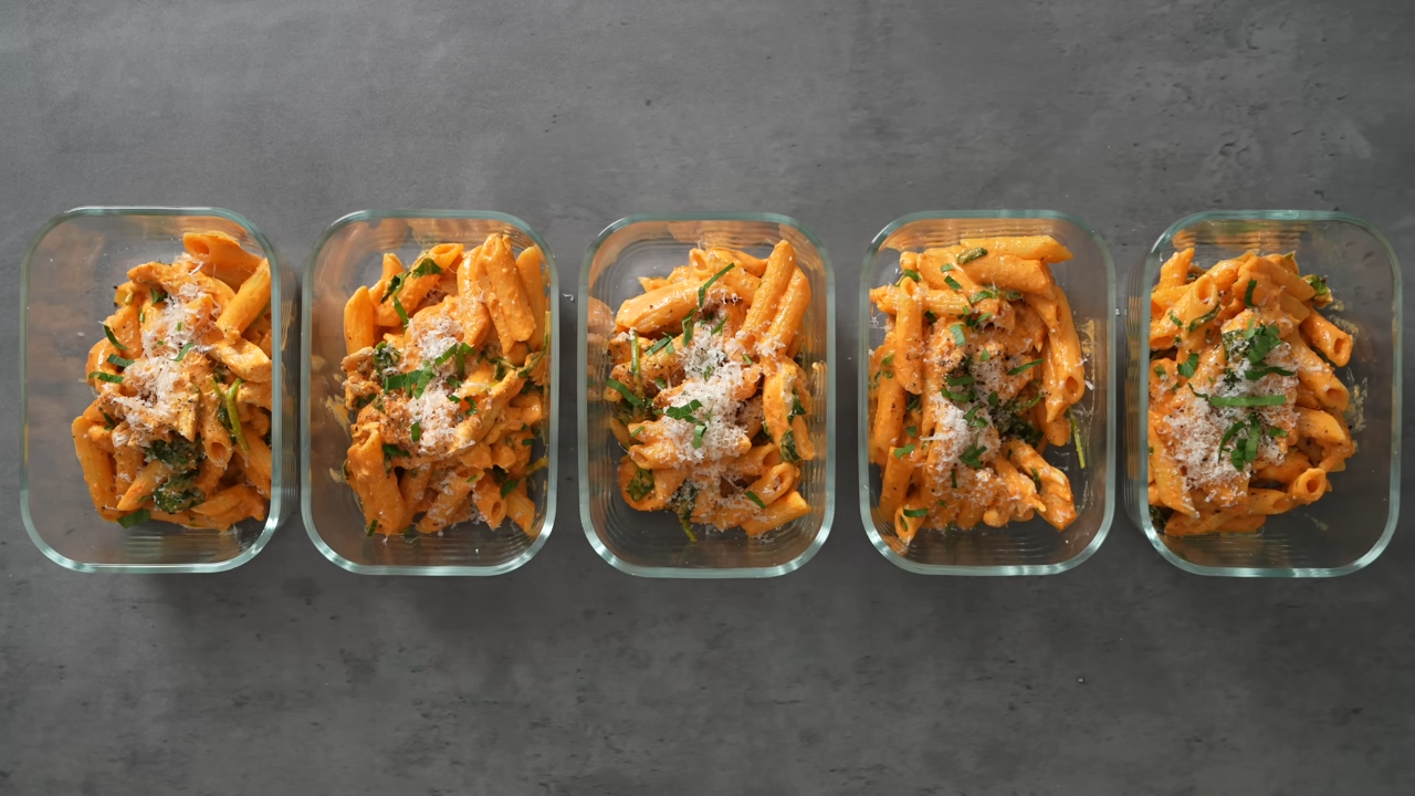 50g protein creamy chicken pasta that actually reheats perfectly