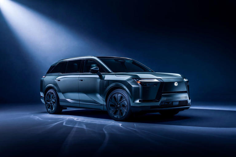 2027 Lexus TZ exterior photos: This angular three-row EV SUV has style