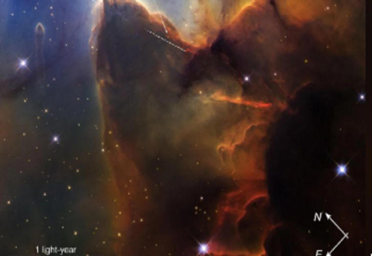 El Hubble descubrió un potente chorro de energía en la nebulosa Trífida