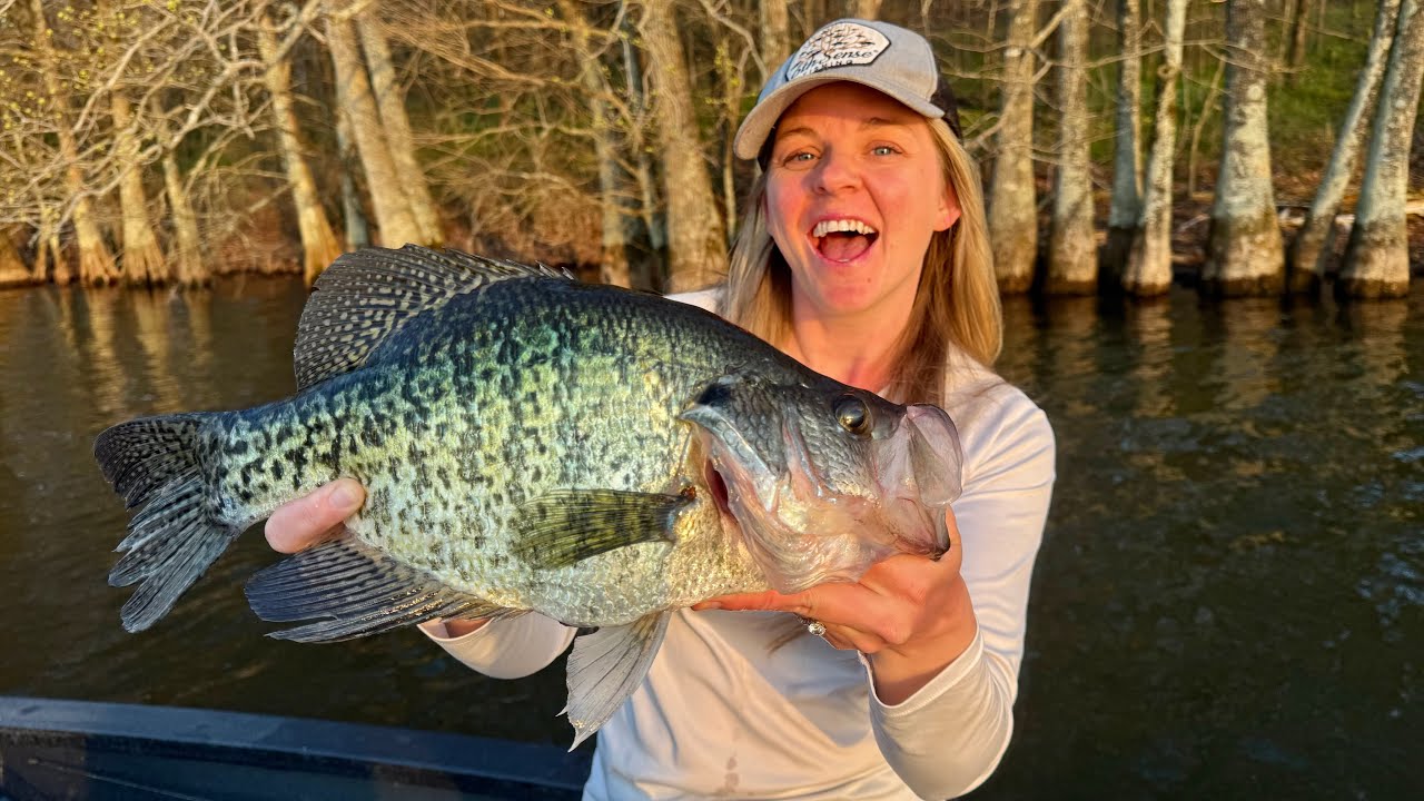 Watch us catch massive trophy crappie while spring fishing