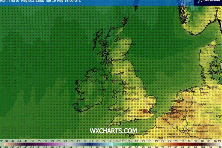 25C 'mini-heatwave' forecast for May as weather maps turn orange