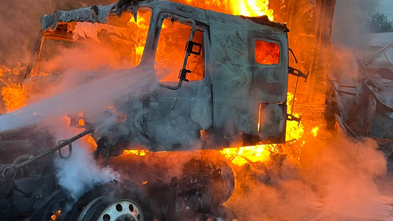 Semi-truck fire shuts down part of I-65 in Indiana | Photos