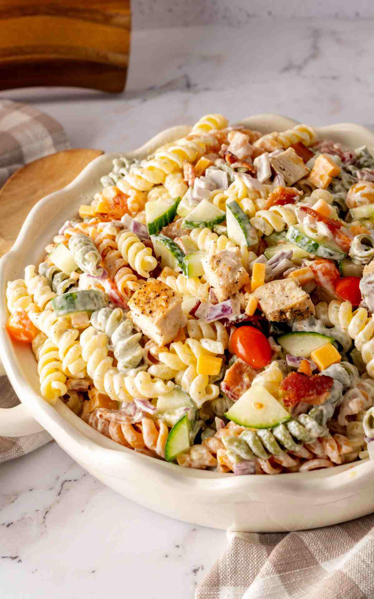 Chicken bacon ranch pasta salad