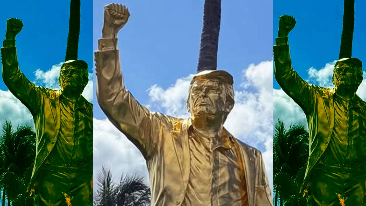 Trump celebrates golden statue of himself