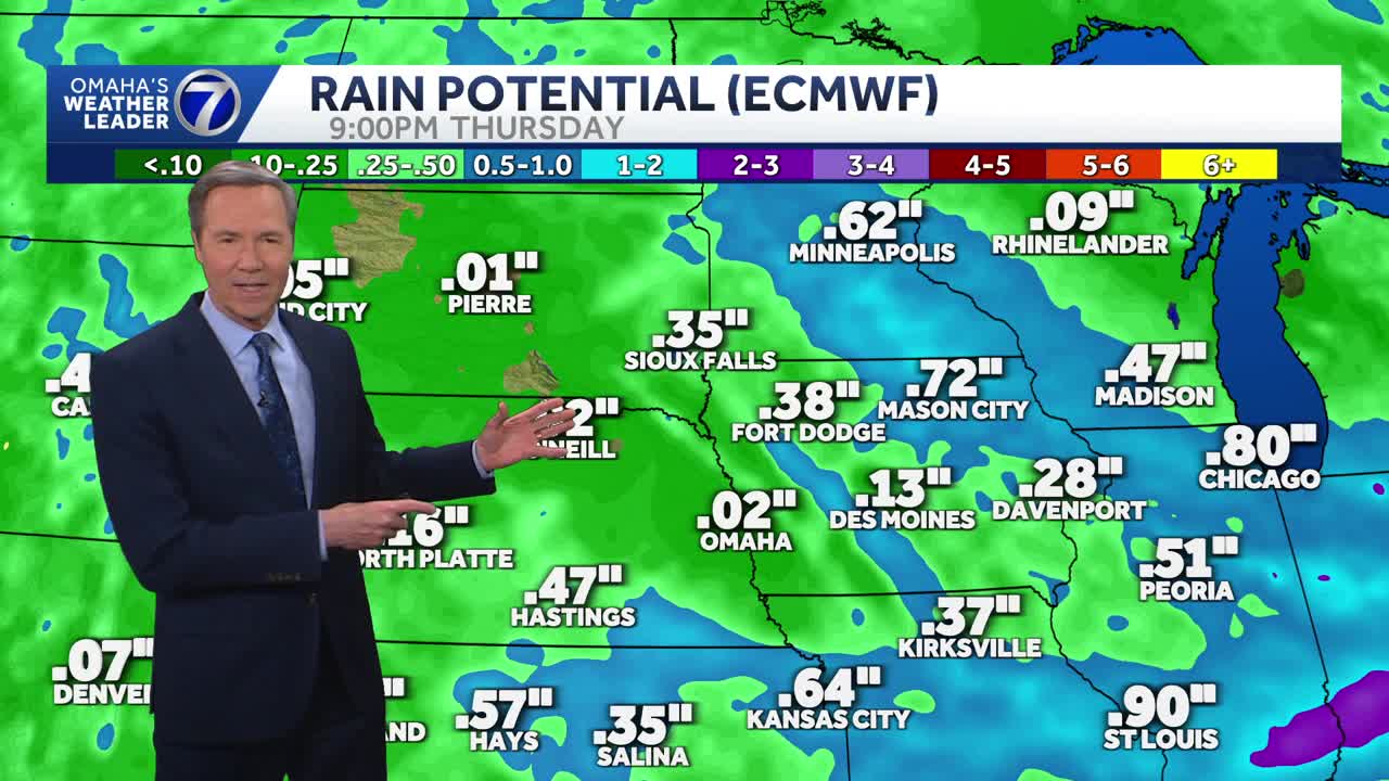 Limited rain chances around the Omaha area