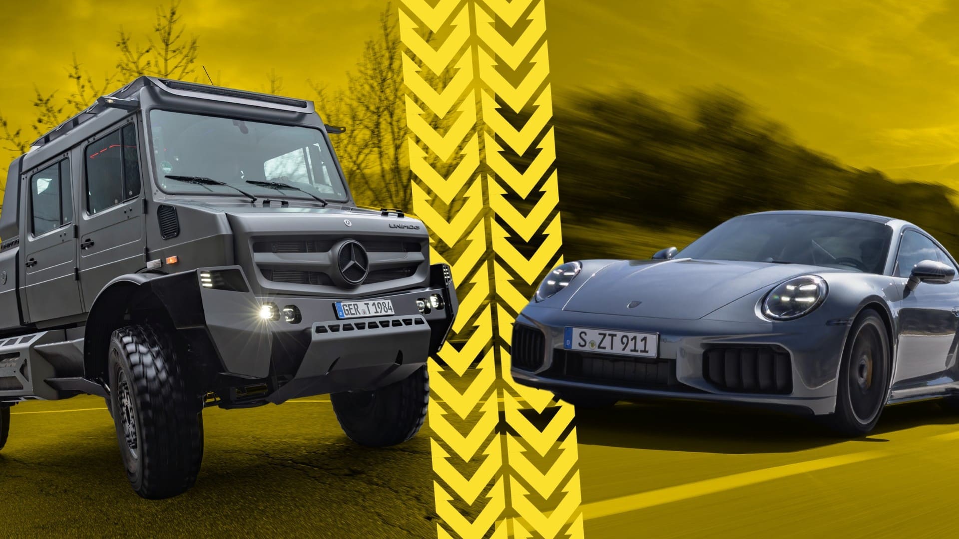 Mercedes-Benz luxury Unimog vs Porsche 911 Turbo S