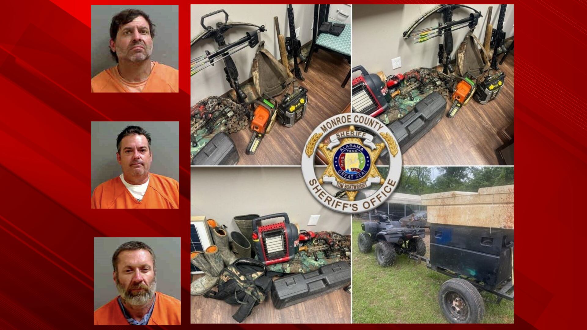 Monroe County deputies arrest 3 in connection with multiple burglaries