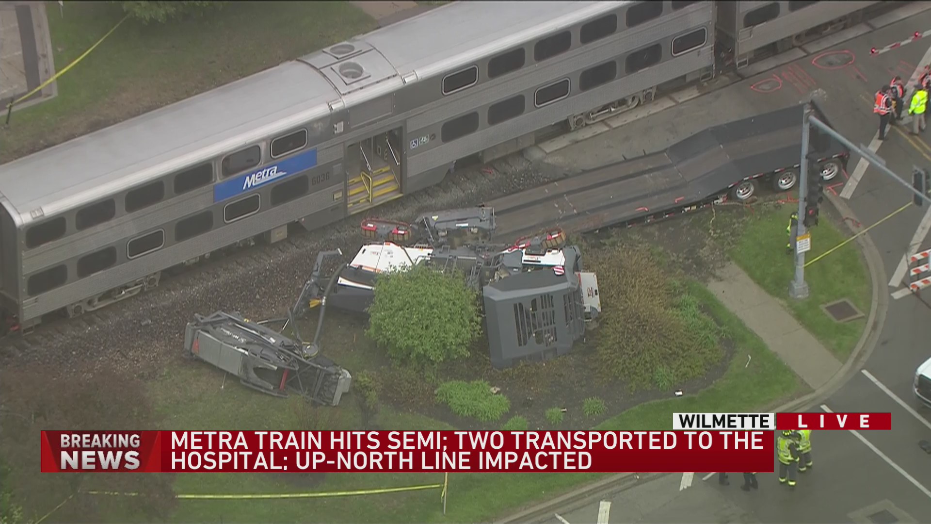Metra UP-N trains stopped near Wilmette due to crash involving semi-truck