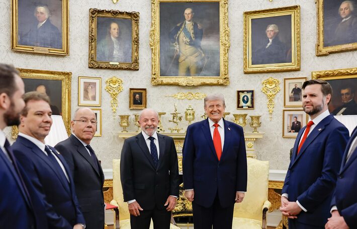 O presidente do Brasil, Luiz Inácio Lula da Silva, se reuniu com o presidente dos Estados Unidos, Donald Trump, na Casa Branca Foto: Ricardo Stuckert/PR