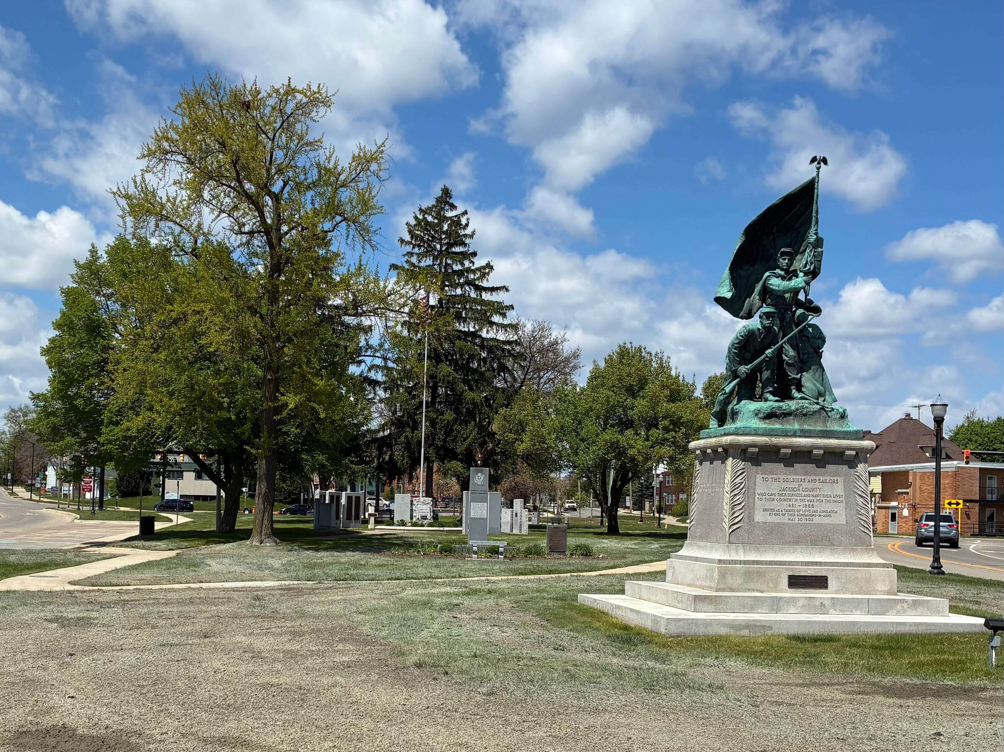 Tire marks, ruts mar Jackson Park with prominent veterans memorial