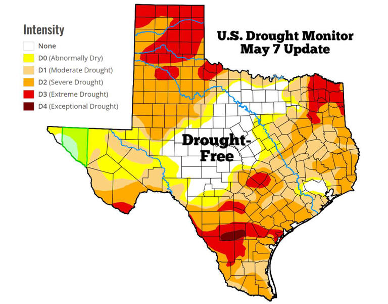 Amid heavy spring rainfall, parts of Texas are now drought-free. Here's ...