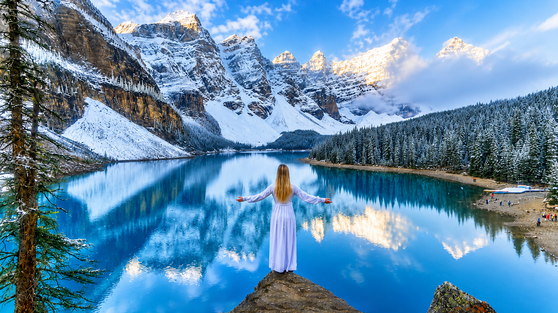 Las increíbles aguas azules de Moraine Lake en Canadá