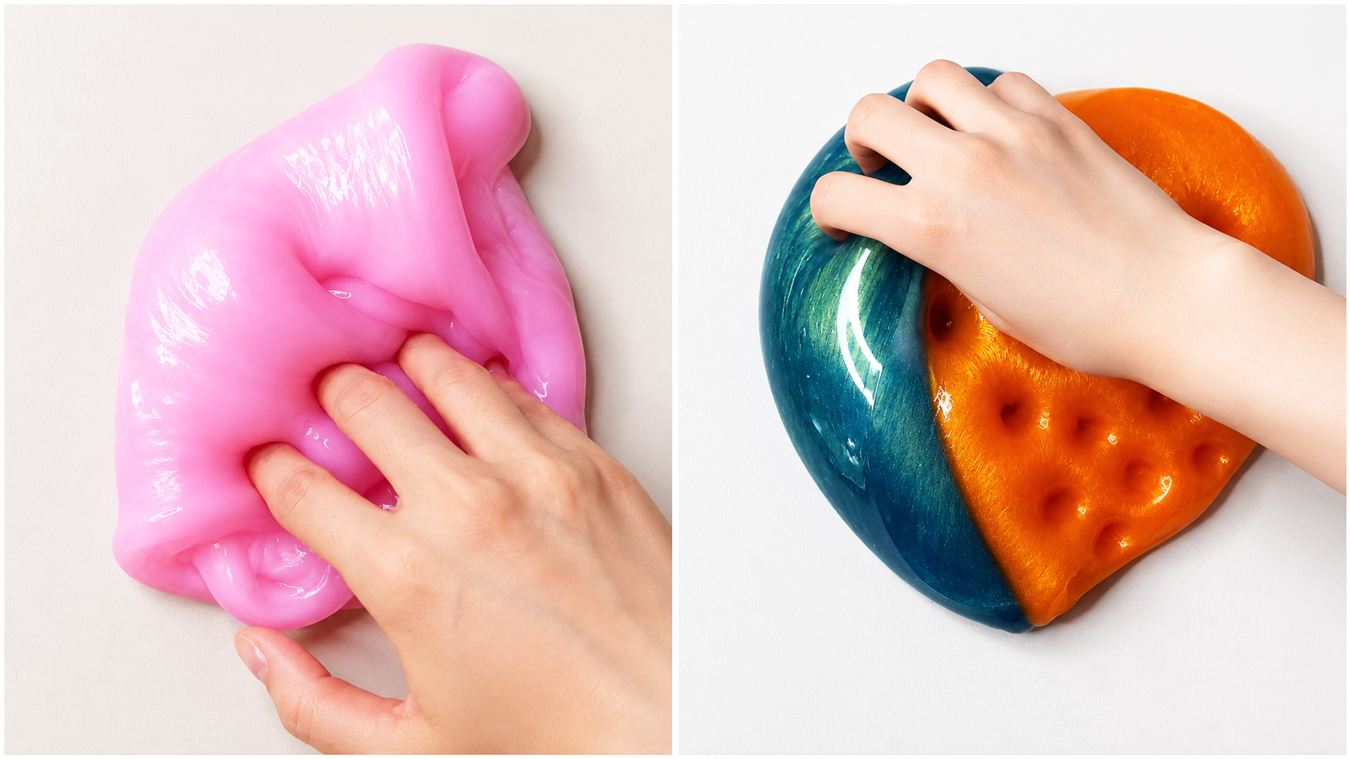 Glossy slime press and color mix