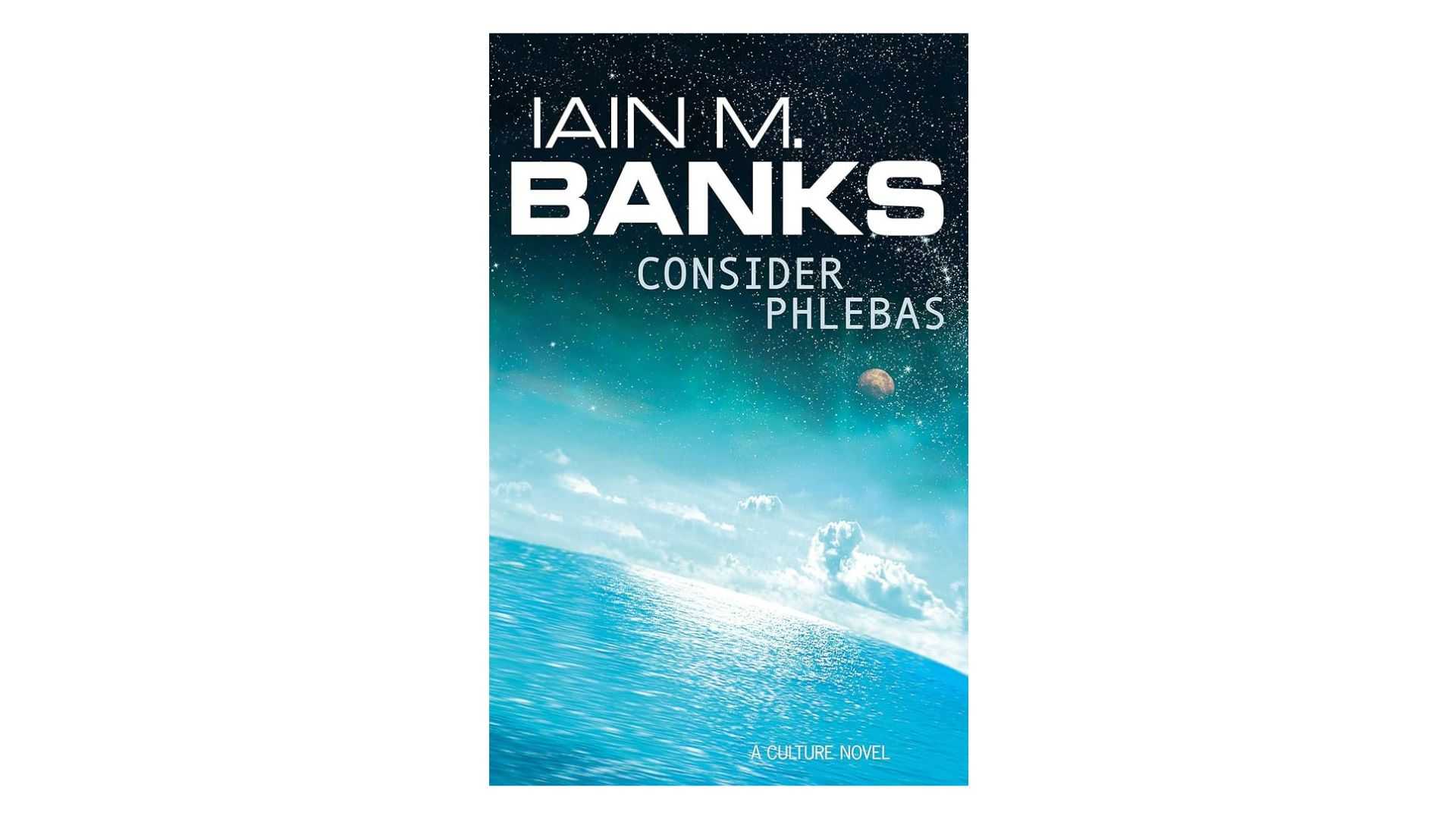 Consider Phlebas by Iain M. Banks book cover on white background