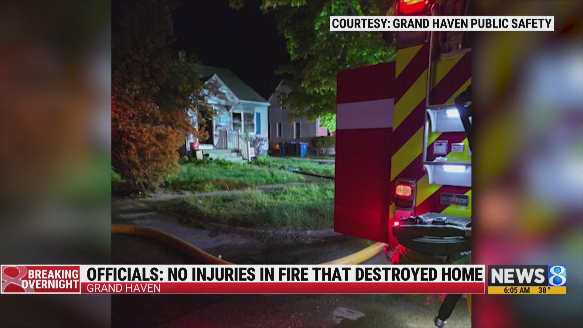 Grand Haven home destroyed in late-night fire