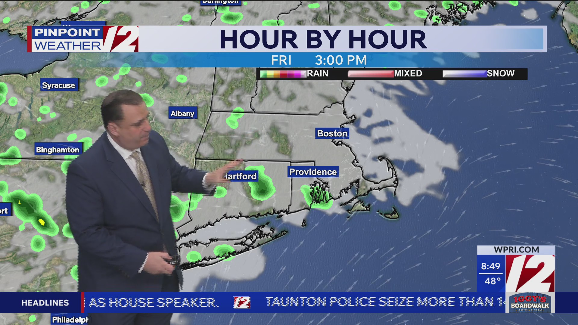 WPRI 12 weather forecast for 5/8/26: Brief shower today