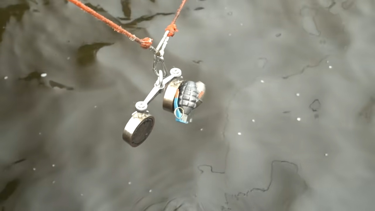 A magnet fishing trip turned into panic when a grenade-shaped object ...