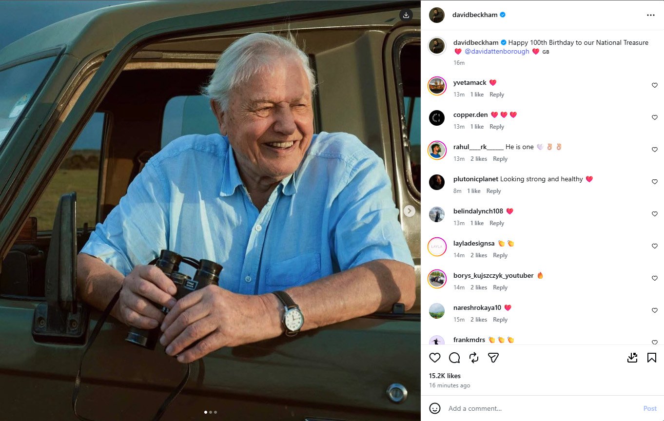 David Beckham joins list of big names celebrating David Attenborough on ...