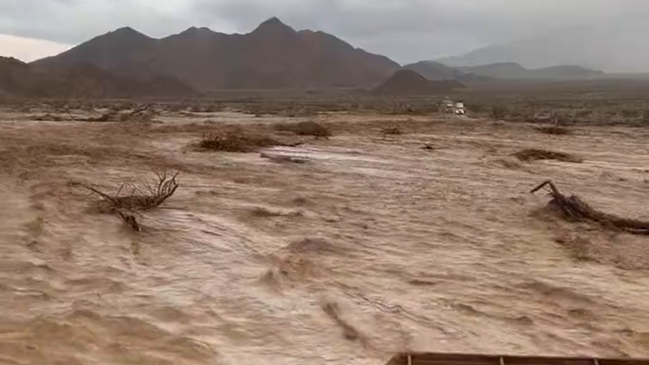 Roads are closed due to flash flooding. Credit: Storyful