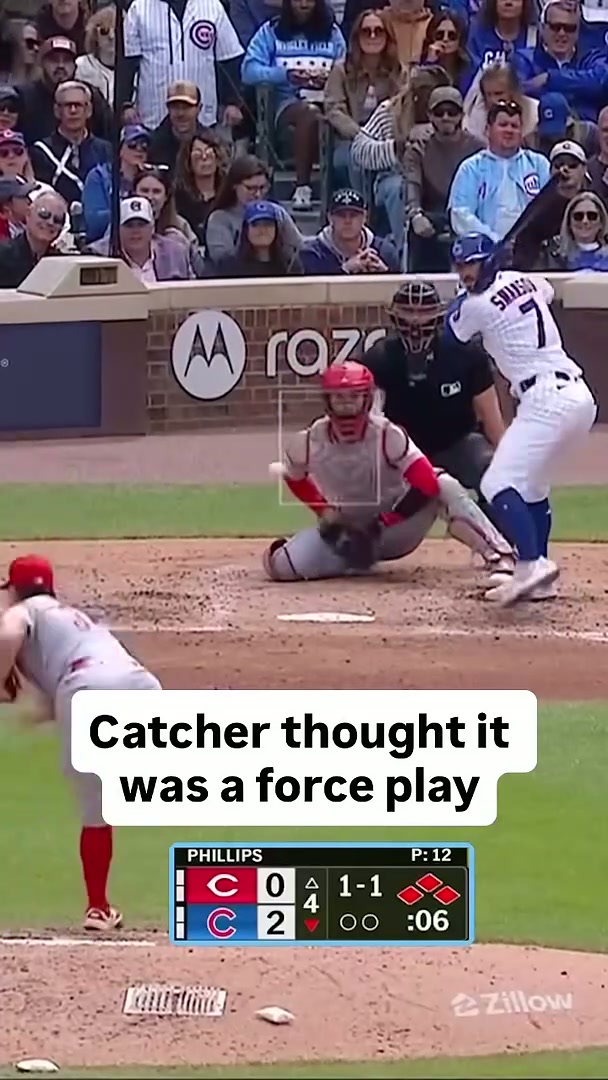 Catcher thought this was a force play
