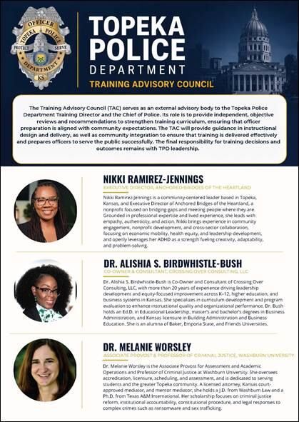 Topeka Police Department announces new training advisory council