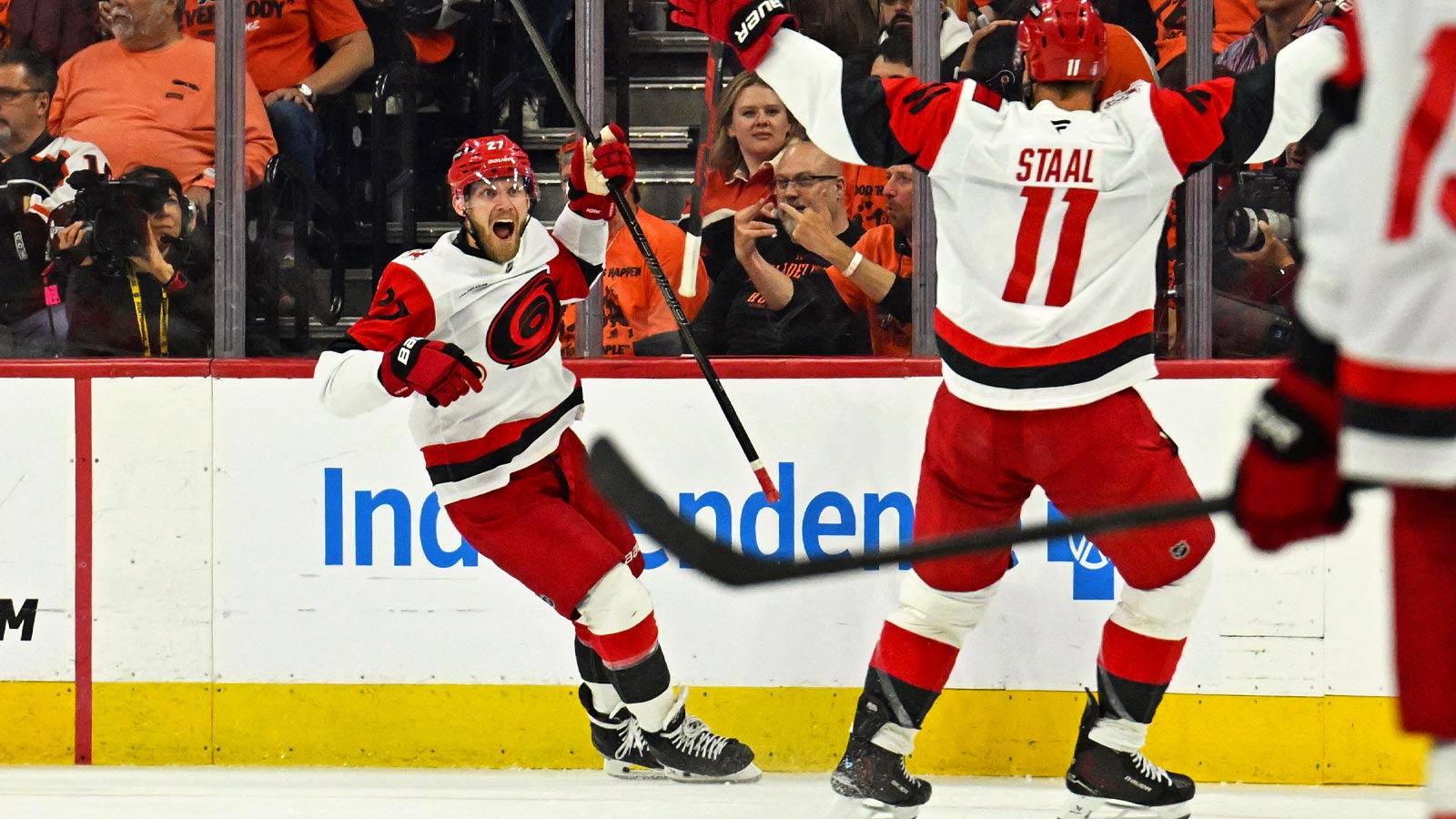 Hurricanes’ Rod Brind’Amour gives Jordan Staal his flowers after huge ...