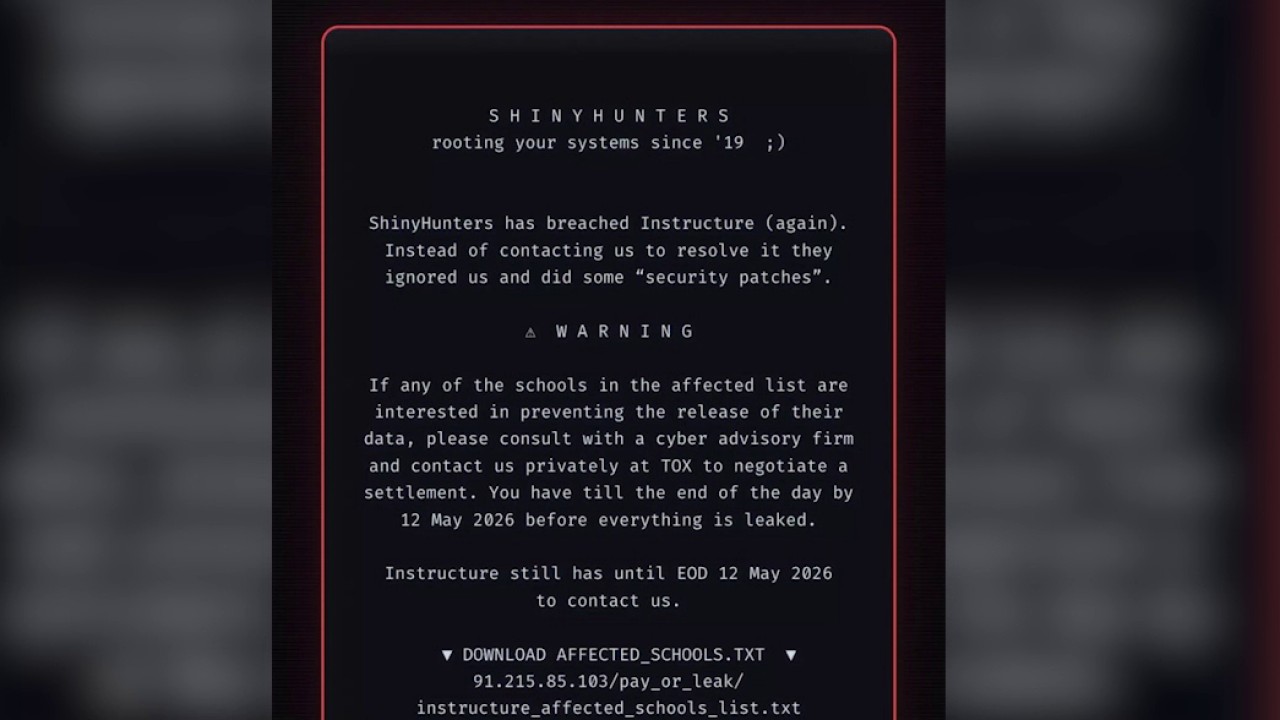Canvas hack impacts millions of students ahead of finals