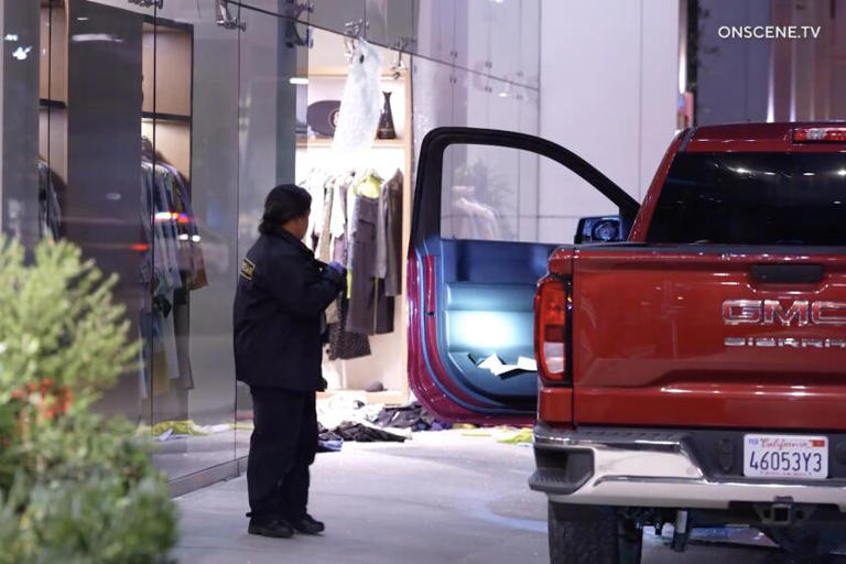 Thieves ram stolen truck into West Hollywood luxury store in smash-and ...