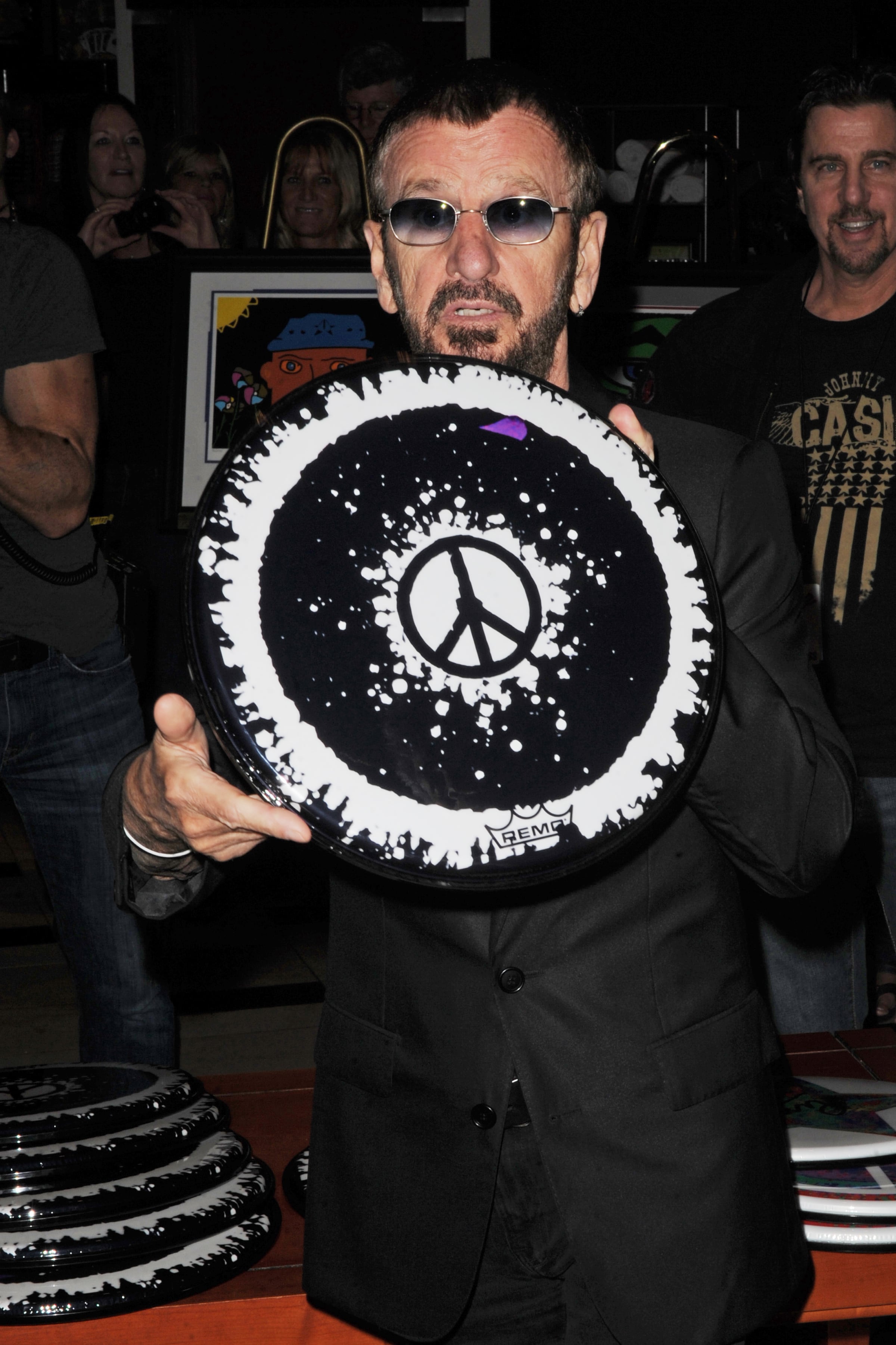 HOLLYWOOD, FL - JUNE 30: Ringo Starr displays his art work at Hard Rock Cafe on June 30, 2012 in Hollywood, Florida. (Photo by Larry Marano/Getty Images)