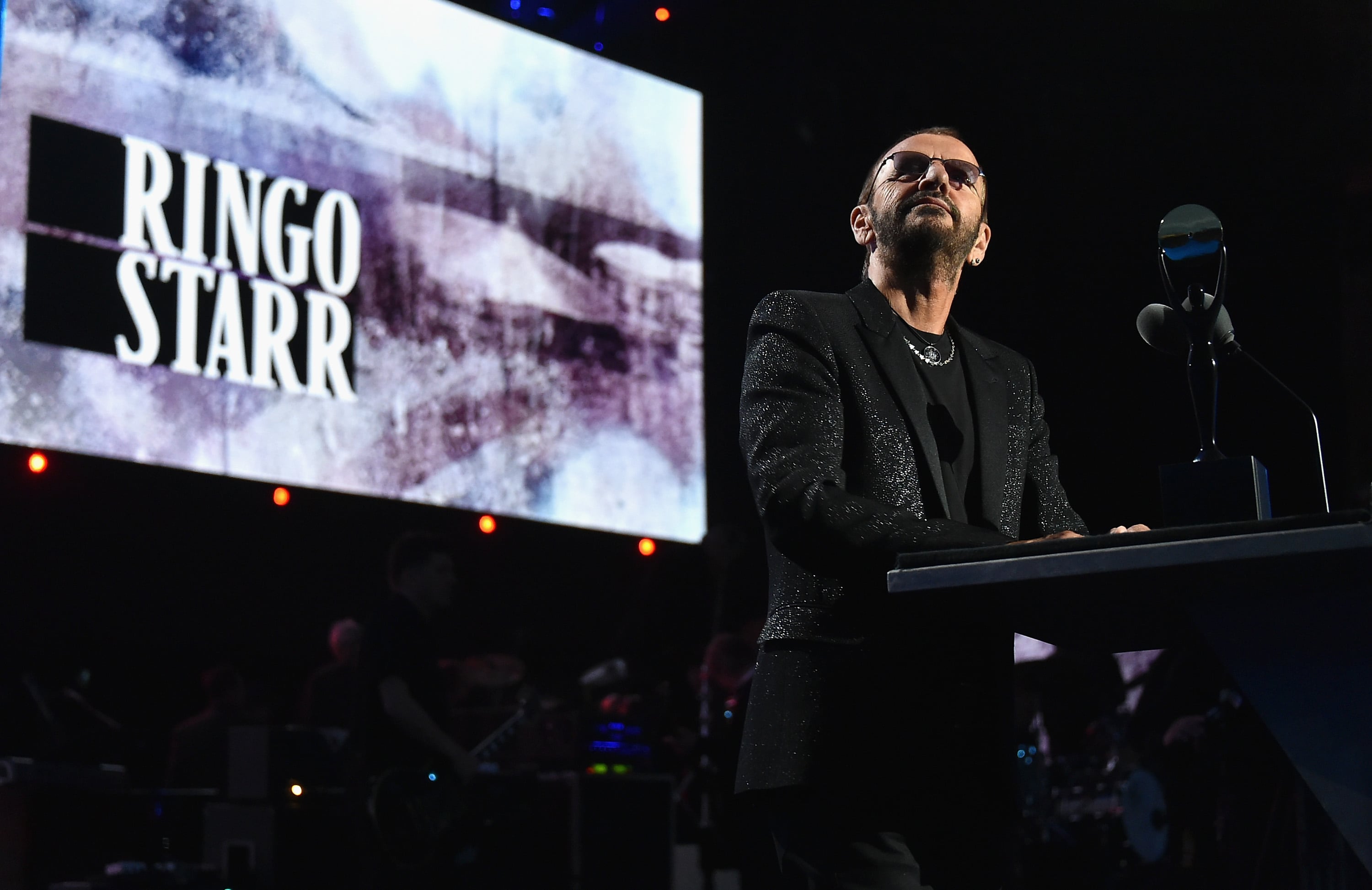 CLEVELAND, OH - APRIL 18: Inductee Ringo Starr speaks onstage during the 30th Annual Rock And Roll Hall Of Fame Induction Ceremony at Public Hall on April 18, 2015 in Cleveland, Ohio. (Photo by Theo Wargo/WireImage for Rock and Roll Hall of Fame)