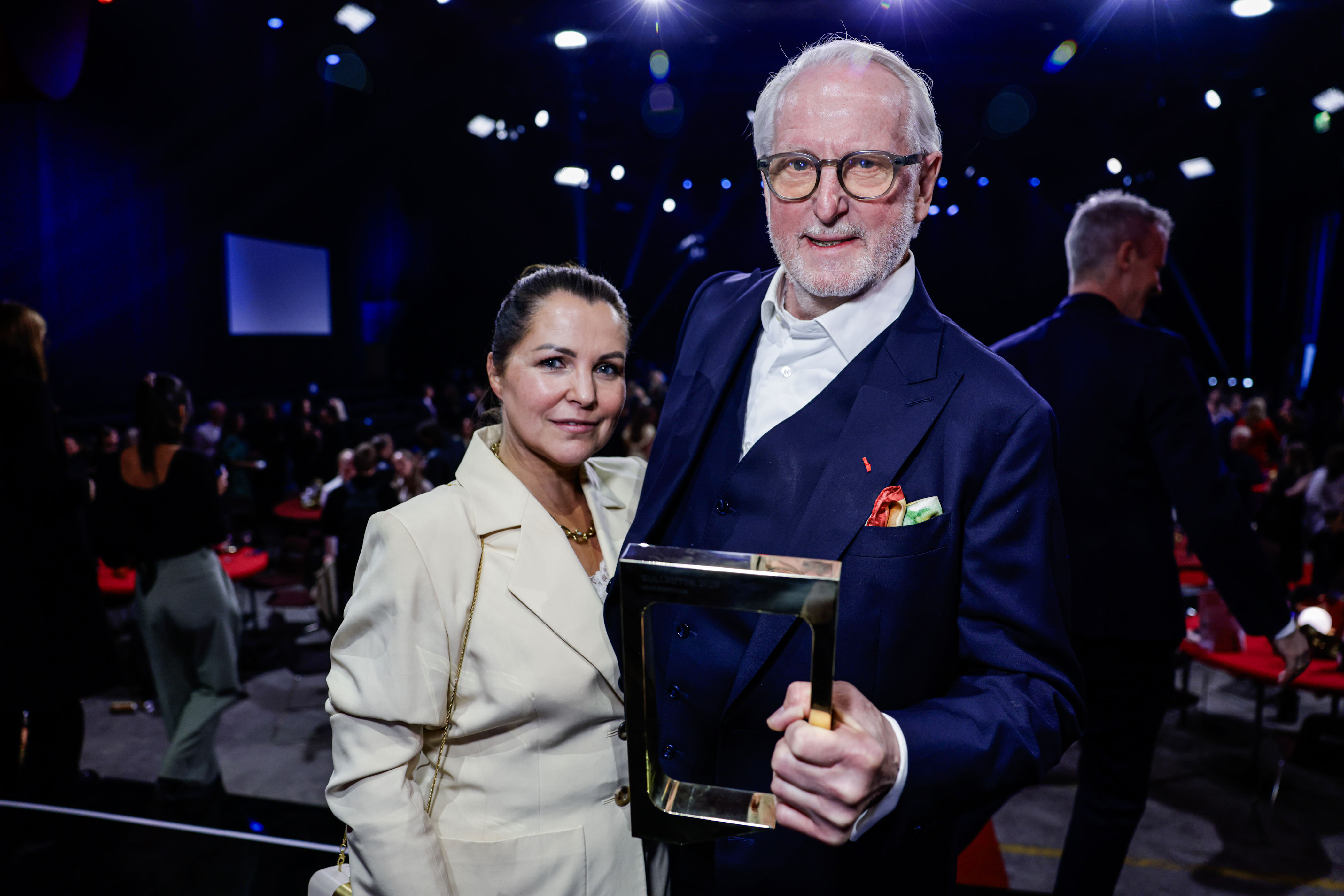 Eyvind Hellstrøm og Anita Rennan etter utdelingen av Gullruten på USF Verftet i Bergen. Foto: Paul S. Amundsen / NTB