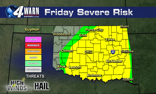 Severe storms move into Oklahoma Friday