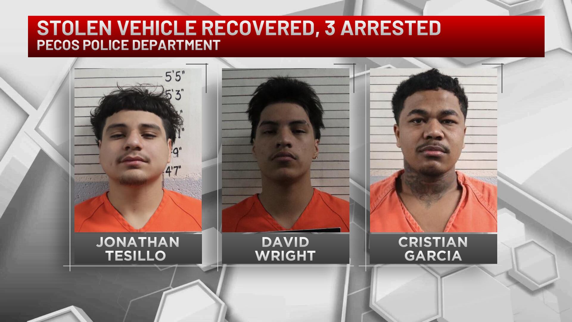 3 arrested after stolen vehicle recovered minutes after theft at hotel ...