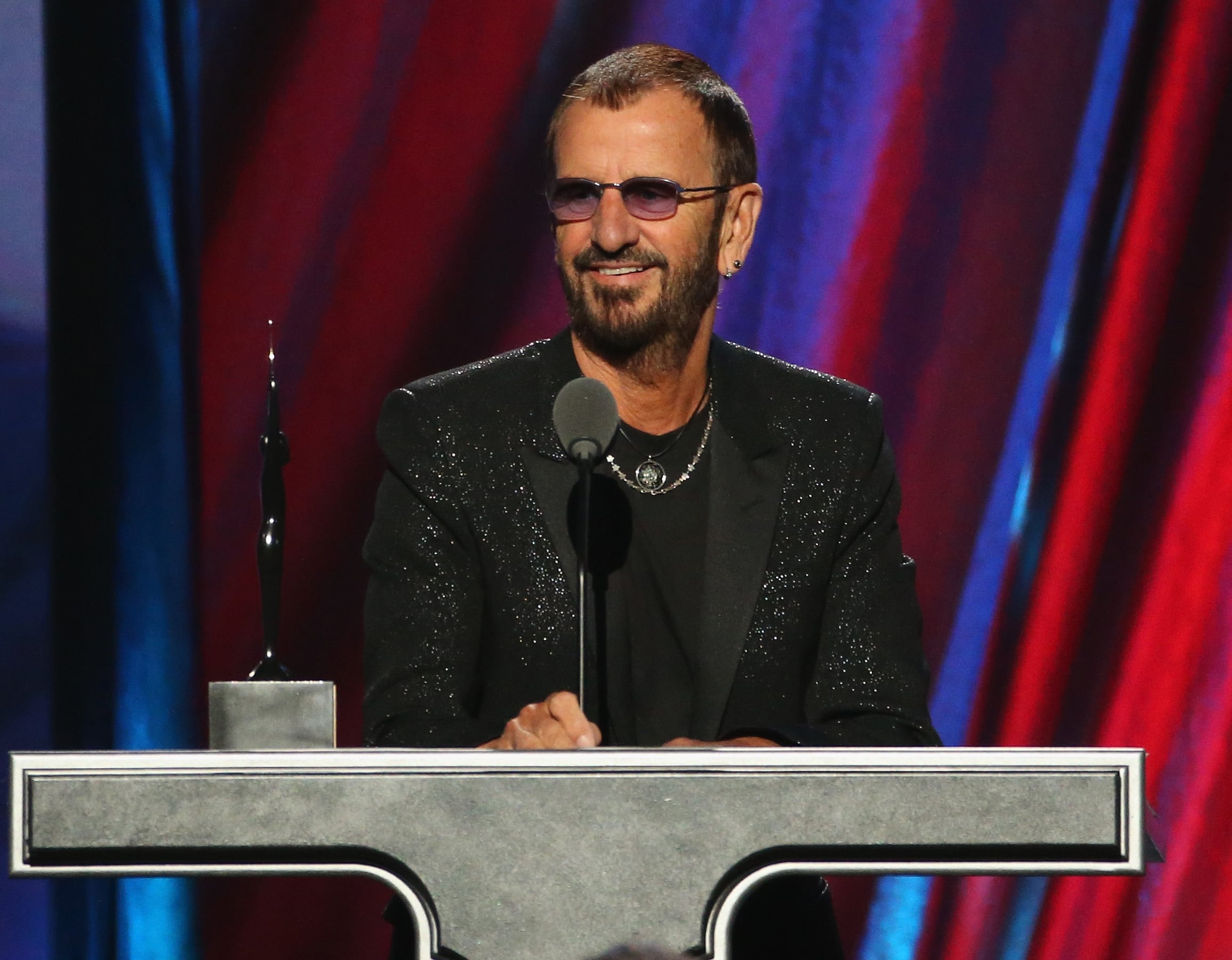 CLEVELAND, OH - APRIL 18: Inductee Ringo Starr speaks onstage during the 30th Annual Rock And Roll Hall Of Fame Induction Ceremony at Public Hall on April 18, 2015 in Cleveland, Ohio. (Photo by Kevin Kane/WireImage for Rock and Roll Hall of Fame)