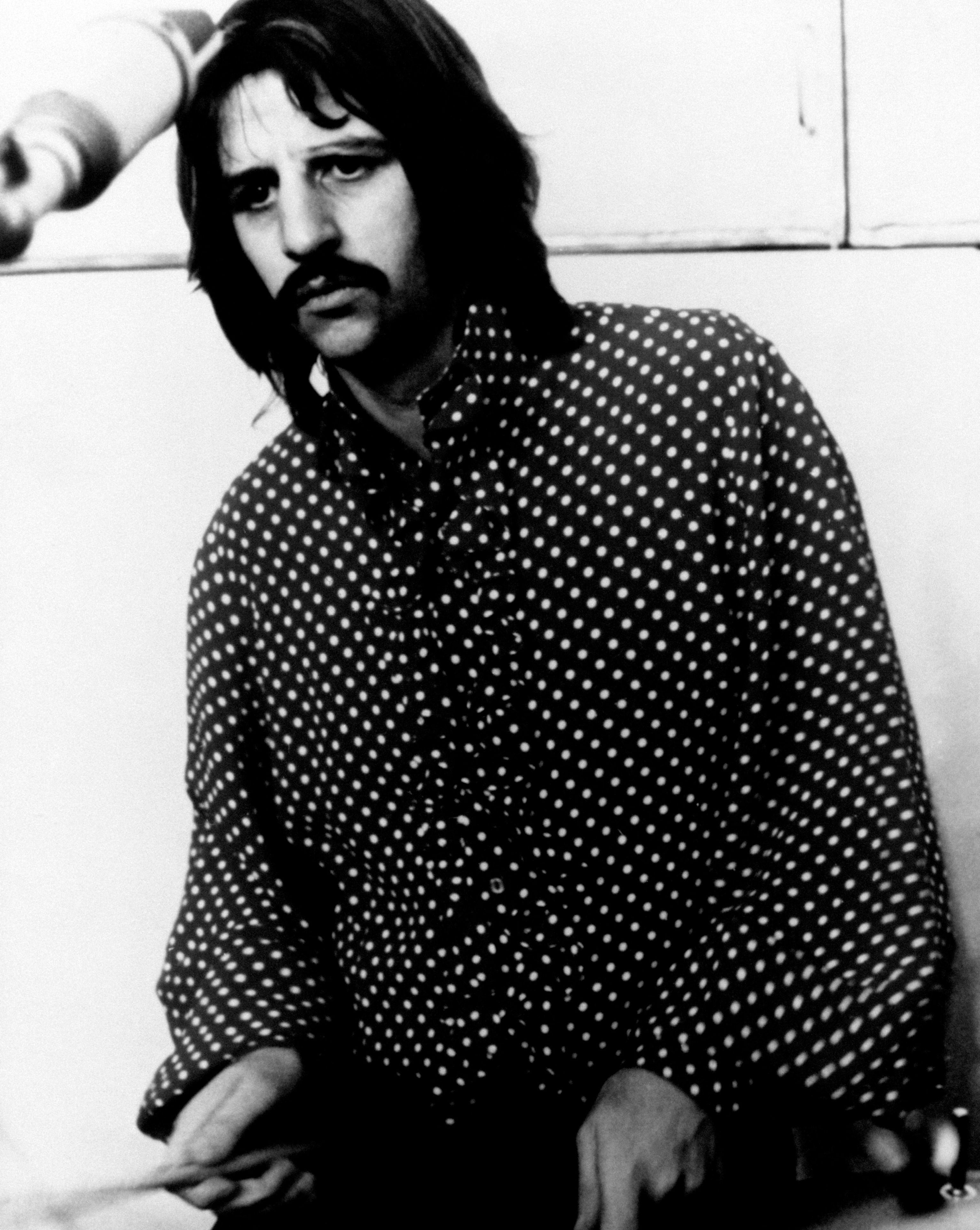 British singer and member of The Beatles Ringo Starr playing drums. 1970 (Photo by Mondadori Portfolio by Getty Images)