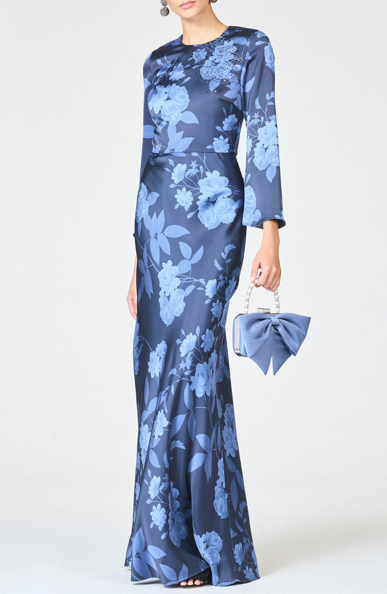 princess polly baby blue dress Florence Blue Floral Tie Strap Midi Dress main image 0