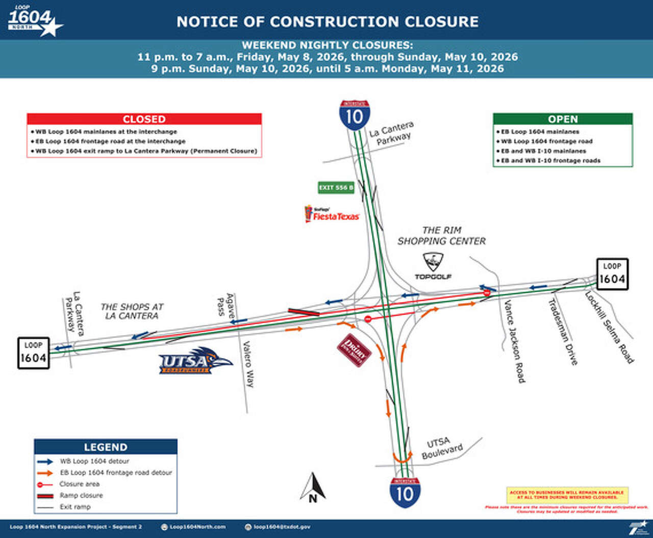 Traffic alert: More Loop 1604 closures on the North Side this weekend