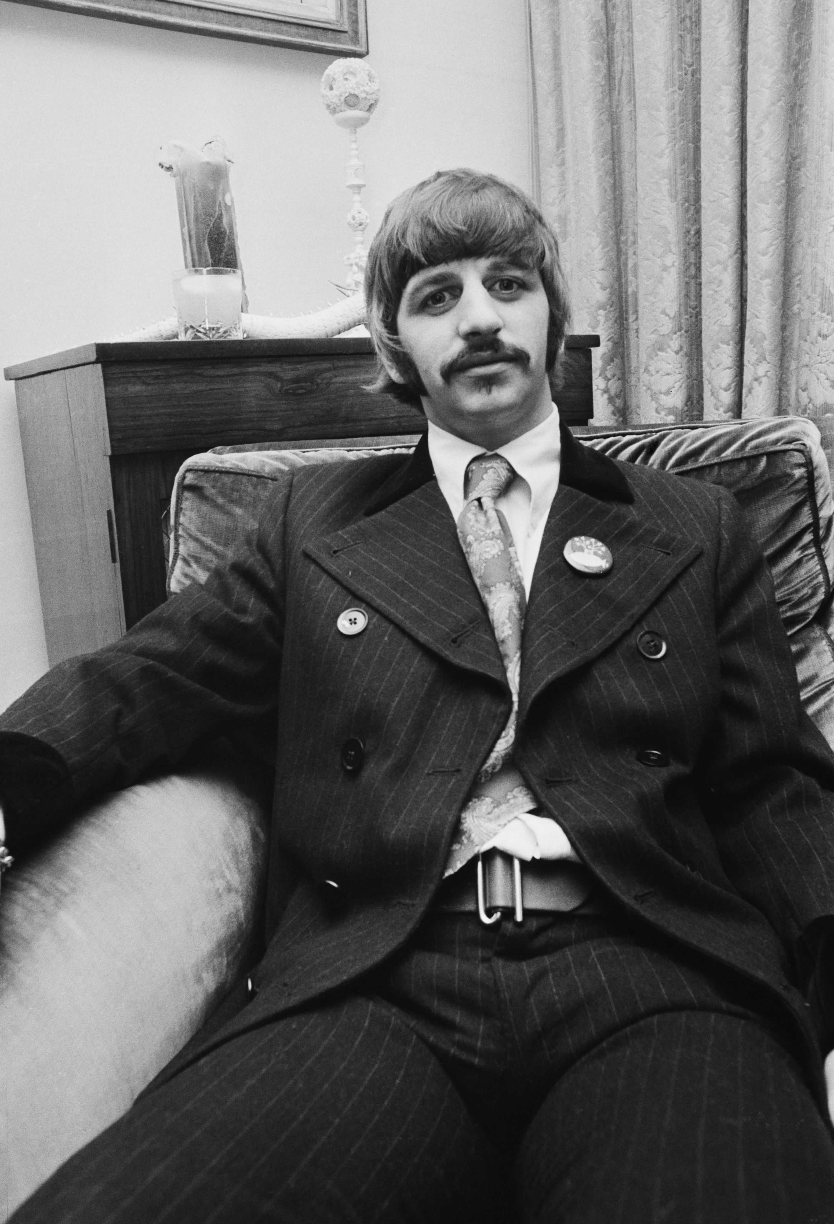 Drummer Ringo Starr at the press launch for the Beatles' new album 'Sergeant Pepper's Lonely Hearts Club Band', held at Brian Epstein's house at 24 Chapel Street, London, 19th May 1967. (Photo by John Downing/Getty Images)